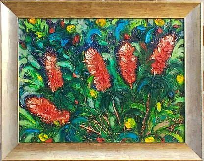 Bottle Brush Flowers-oil on composition board 45.5/60 cm