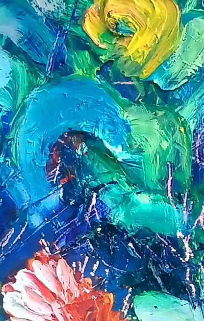 Bottle Brush Flowers-oil on composition board 45.5/60 cm